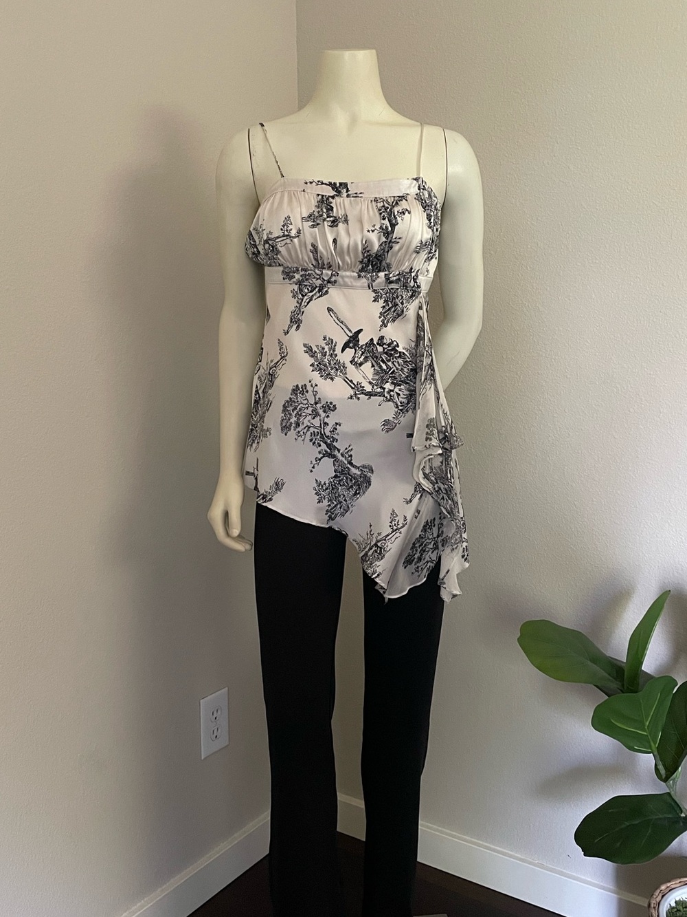 Vintage Lapis Silk Asymmetrical Top
